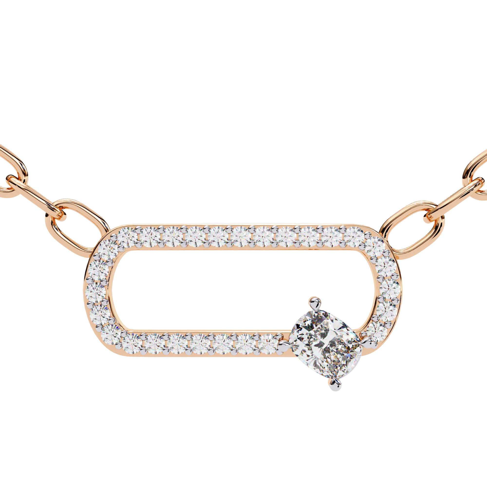 Solitairekart 0.36ct Natural Diamond Geometric Link Pendant-HI Color, VS-SI Clarity